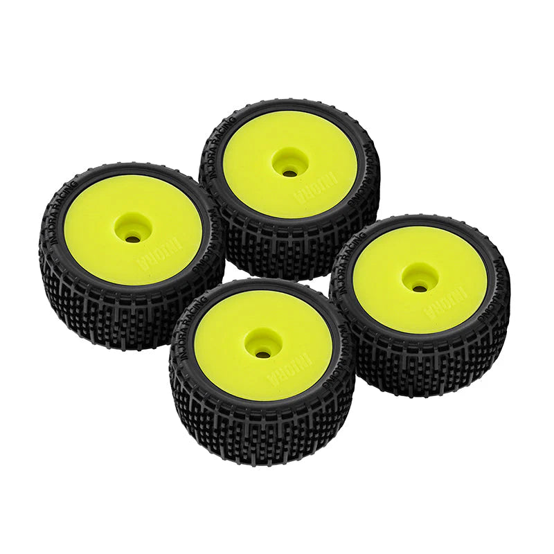 2 roues de Buggy Injora non collées Losi Micro-T 1/28 jaune - MBT04-YE