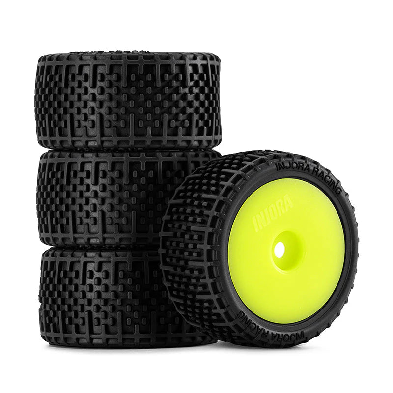 2 roues de Buggy Injora non collées Losi Micro-T 1/28 jaune - MBT04-YE