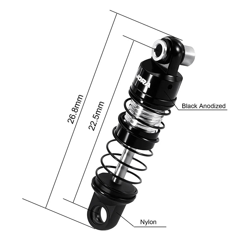 Amortisseurs hydrauliques en aluminium Injora 22,5 mm pour Axial SCX30 1/30