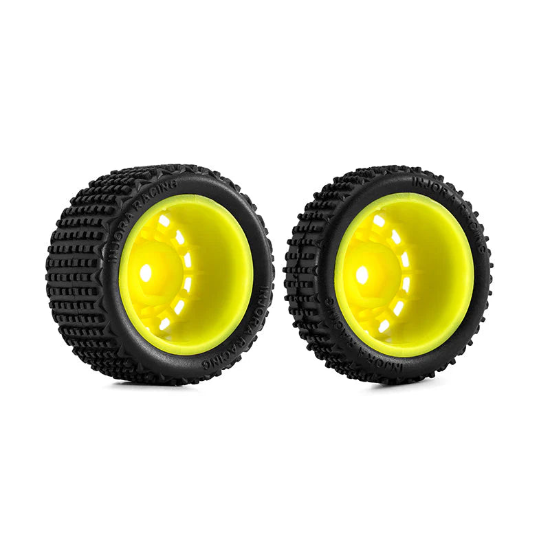 Pneus et roues pré-montés jaune INJORA pour buggy Losi Micro-B 1/24 - MBT01-YE