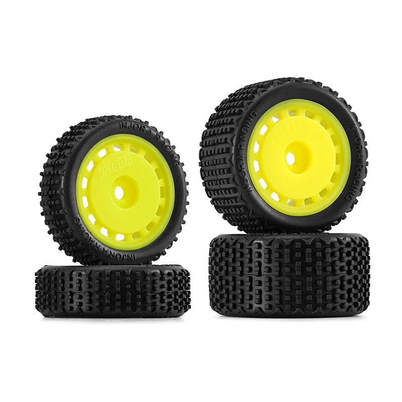 Pneus et roues pré-montés jaune INJORA pour buggy Losi Micro-B 1/24 - MBT01-YE