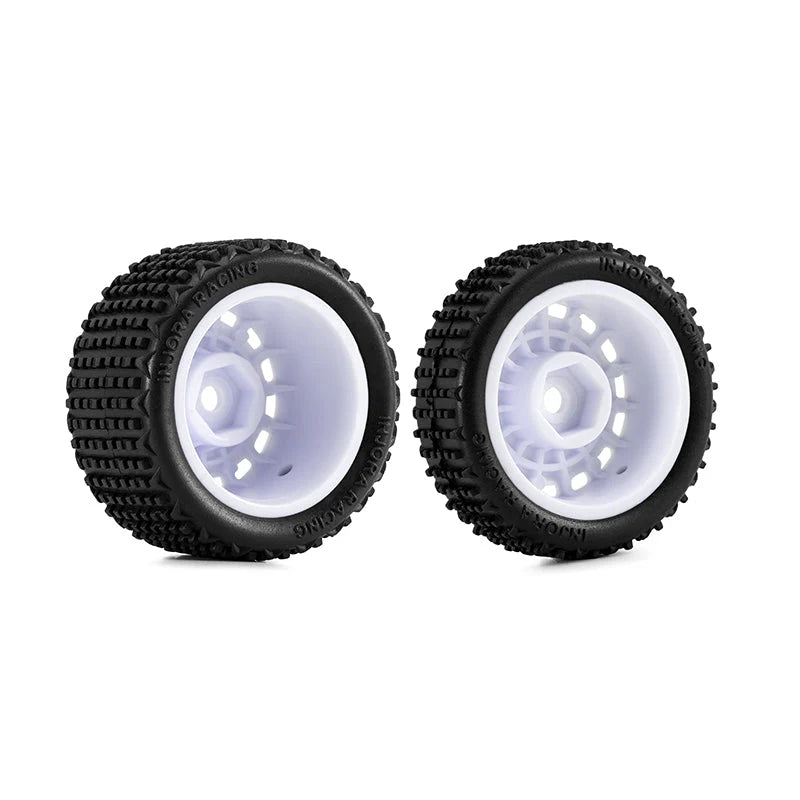 Pneus et roues pré-montés blanc INJORA pour buggy Losi Micro-B 1/24 - MBT01-WH
