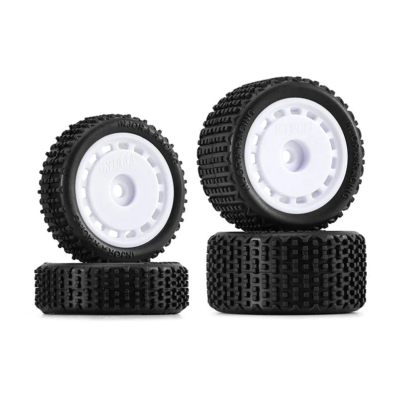 Pneus et roues pré-montés blanc INJORA pour buggy Losi Micro-B 1/24 - MBT01-WH
