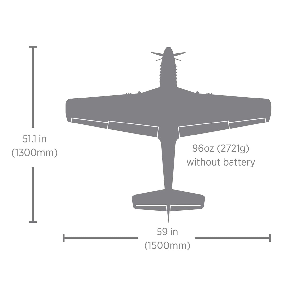 Avion E-flite P-51D Mustang 1,5 m PNP avec AS3X+ et SAFE Select EFL-3360 - Breizh Modélisme.
