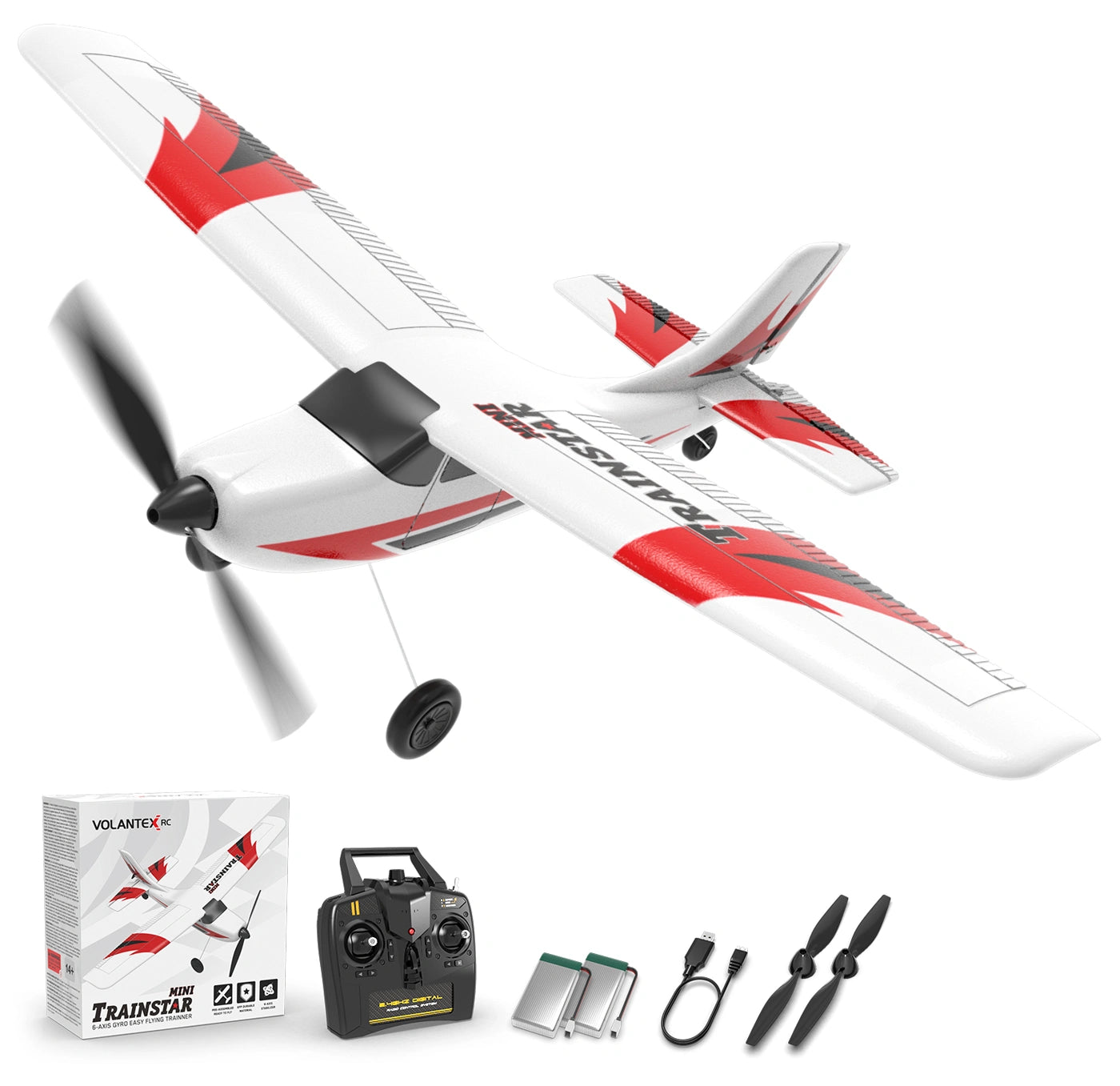 Avion télécommandé V761-1 Volantex Trainstar Mini 3 voies Gyro 400mm RTF Rouge