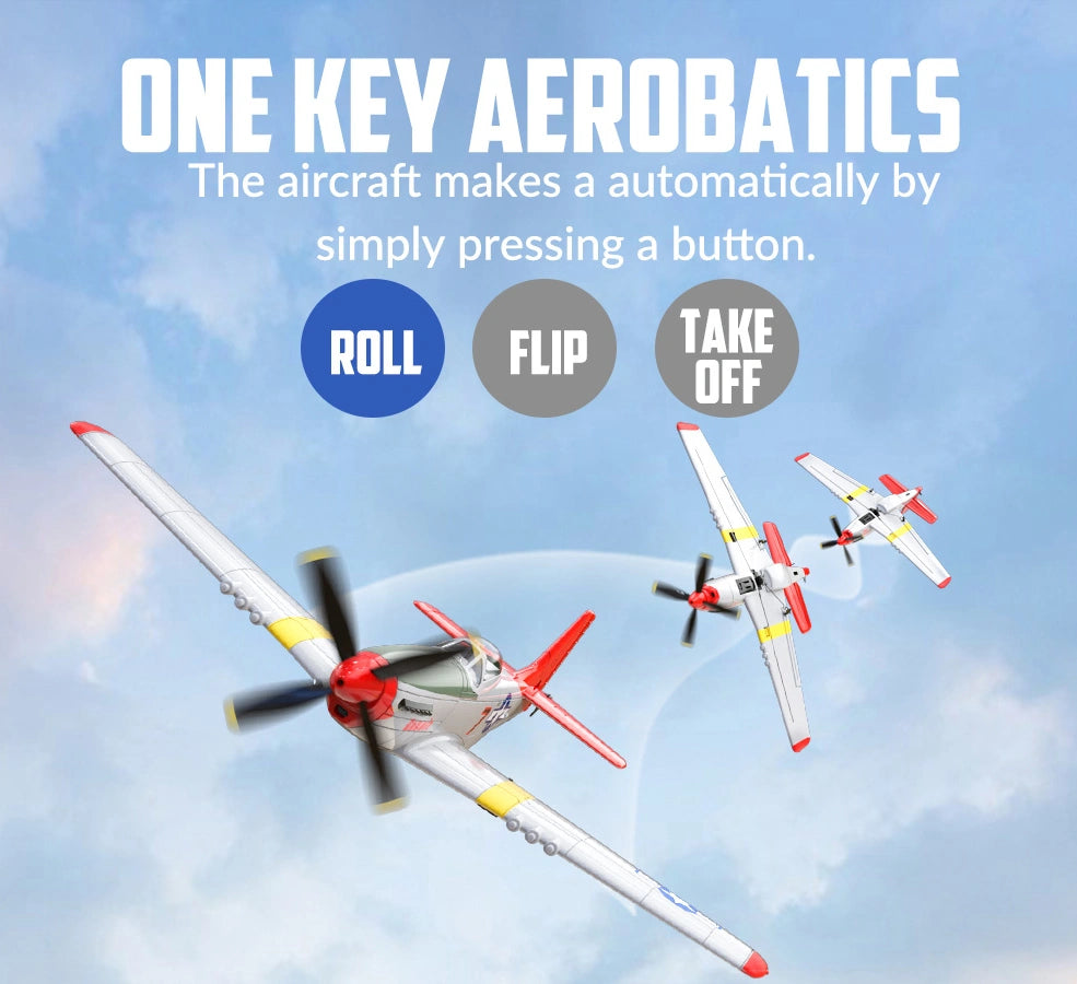 Avion RC débutant V761-5V2 rouge Volantex MUSTANG V2 4CH avec stabilisateur de vol