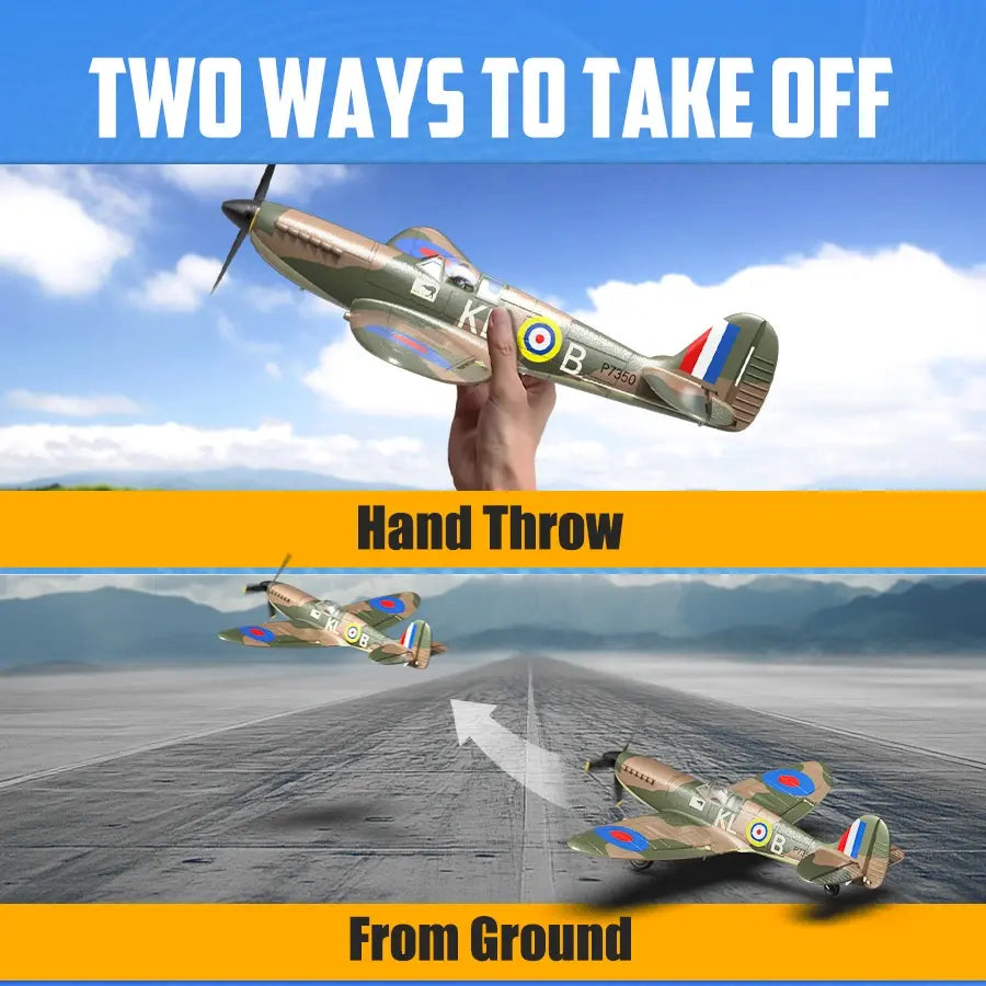 Avion RC débutant V761-12V2B Volantex SPITFIRE avec stabilisateur de vol