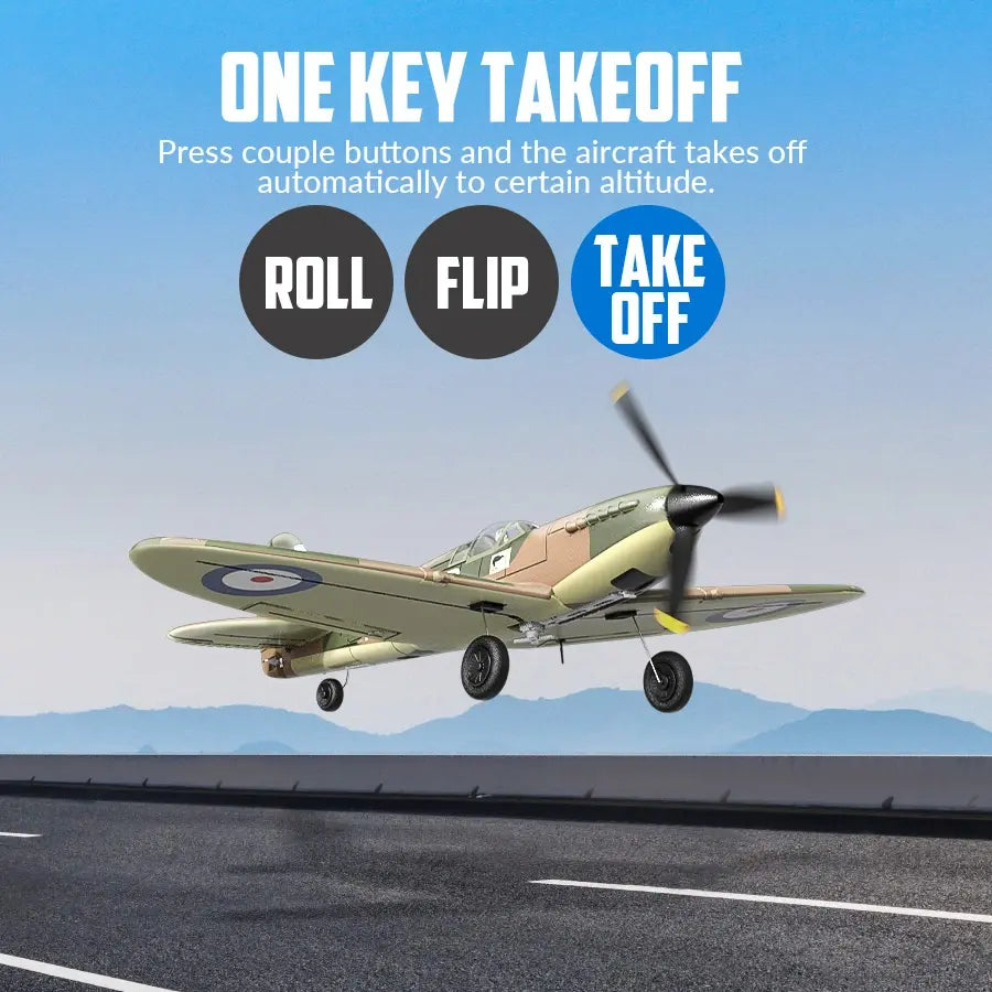 Avion RC débutant V761-12V2B Volantex SPITFIRE avec stabilisateur de vol