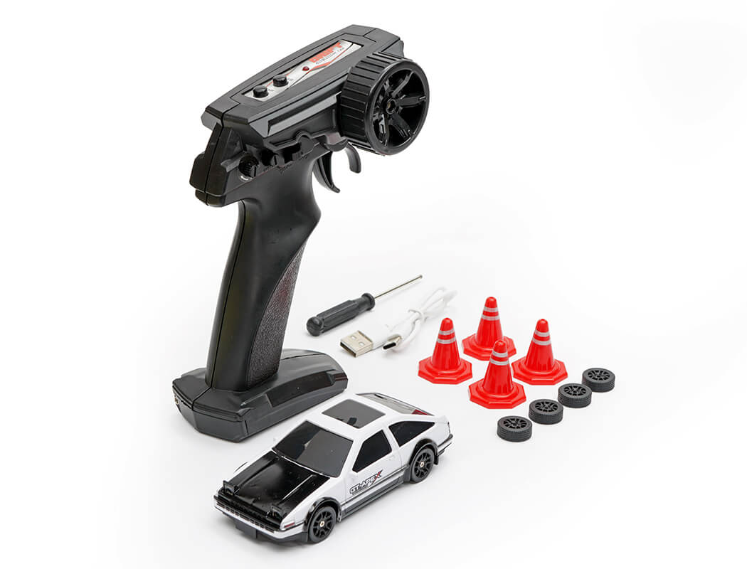 Voiture de drift E-ZEE RC 1/43 TRUENO avec gyro blanche