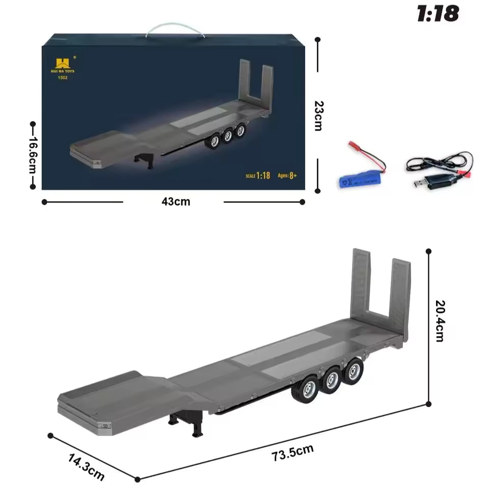Ensemble Camion Huina Scania 770S RC 1501 gris + remorque 1502
