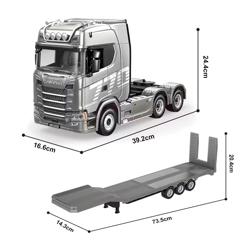 Ensemble Camion Huina Scania 770S RC 1501 gris + remorque 1502