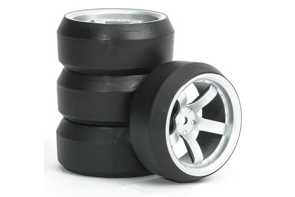 4 roues de drift 1/10 Fastrax D3 argent satiné