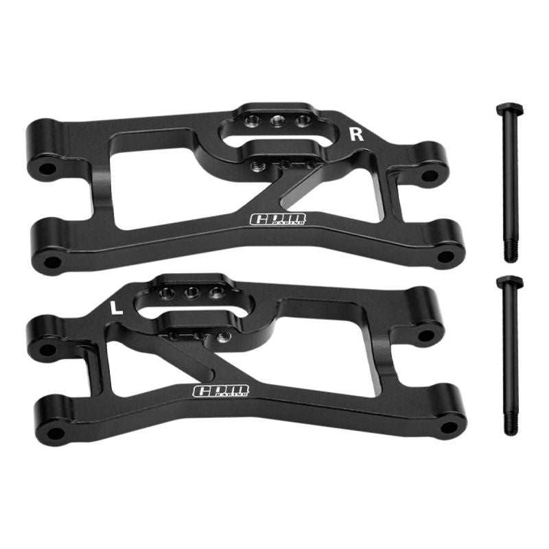 Triangles arrière inférieurs en aluminium noir (2) GPM TRX MiniMaxx - GPMTXMM056BK - Breizh Modélisme.