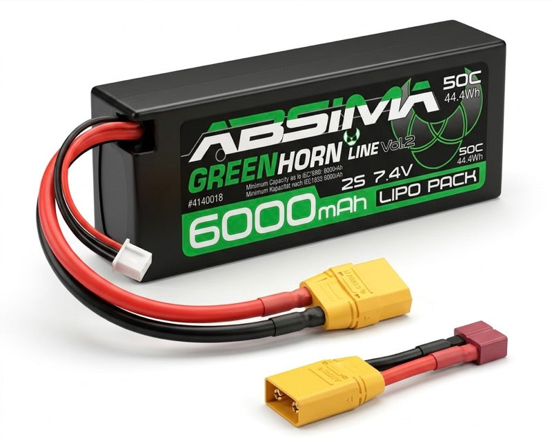 Batterie Lipo Absima 2S 7,4V-50C 6000mAh XT90 et Dean T