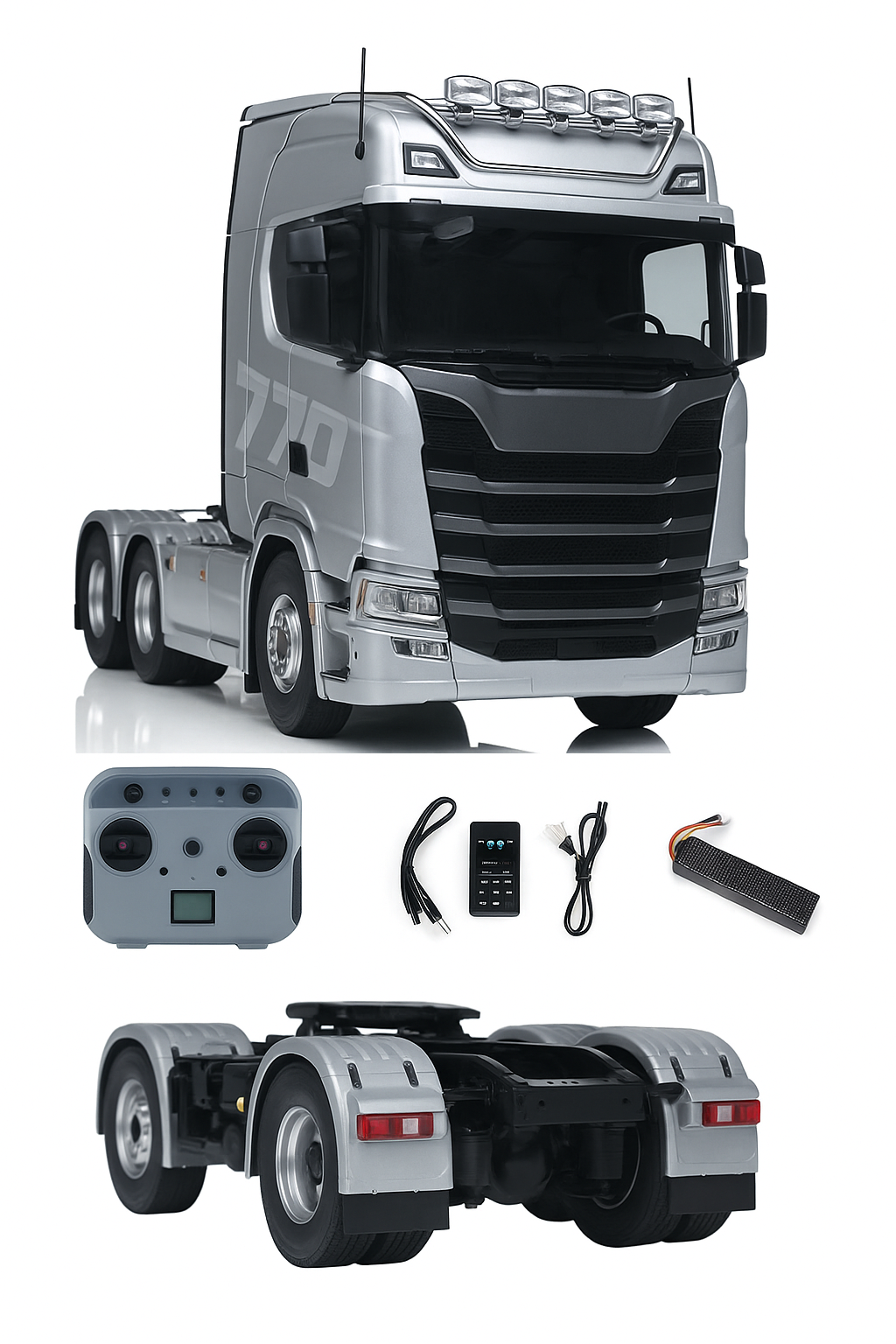 Camion 1/14 Huina Scania 770S Kabolite 6x6 gris