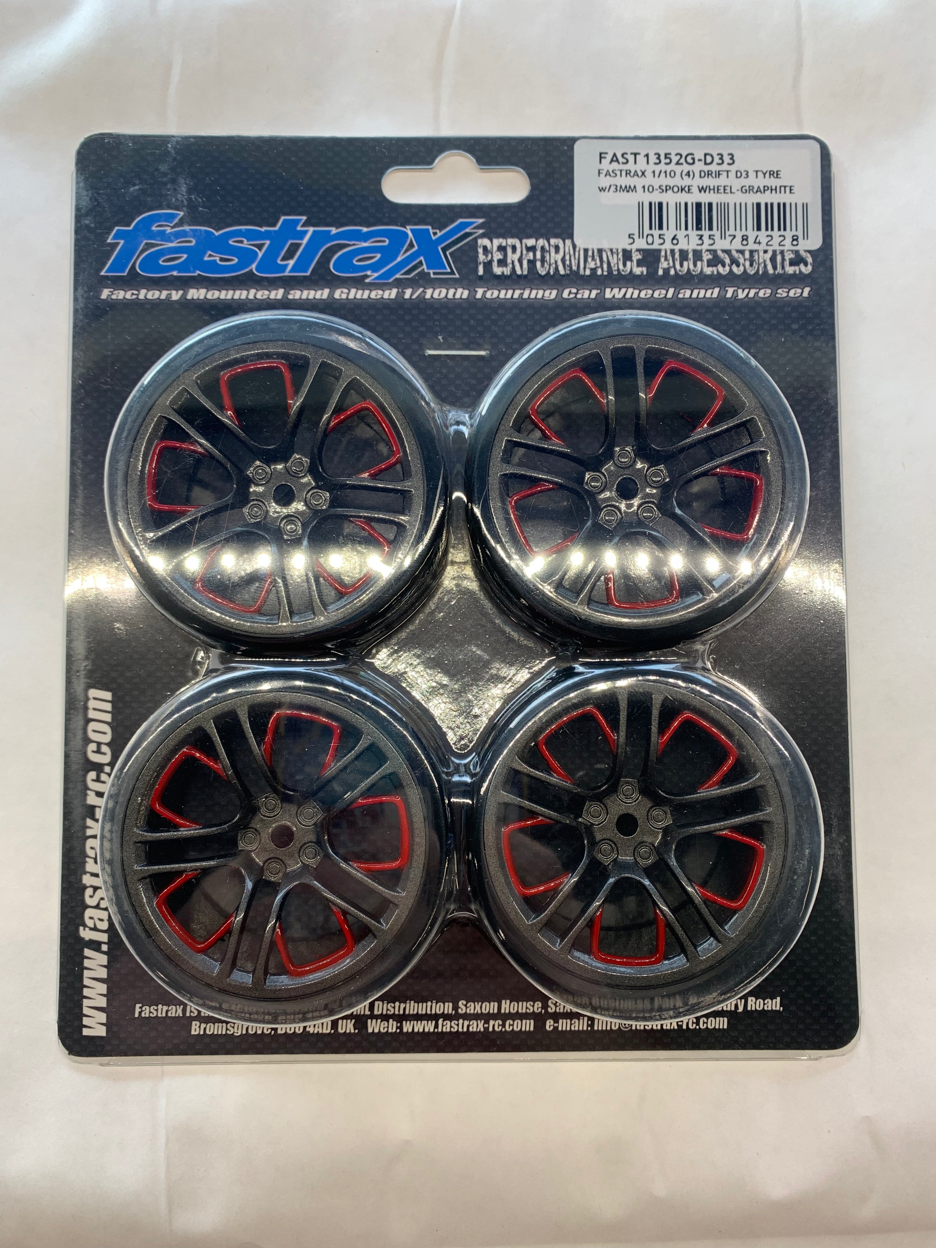 4 pneus avec jantes Fastrax 1/10 drift D3 graphite - FAST1352G-D33