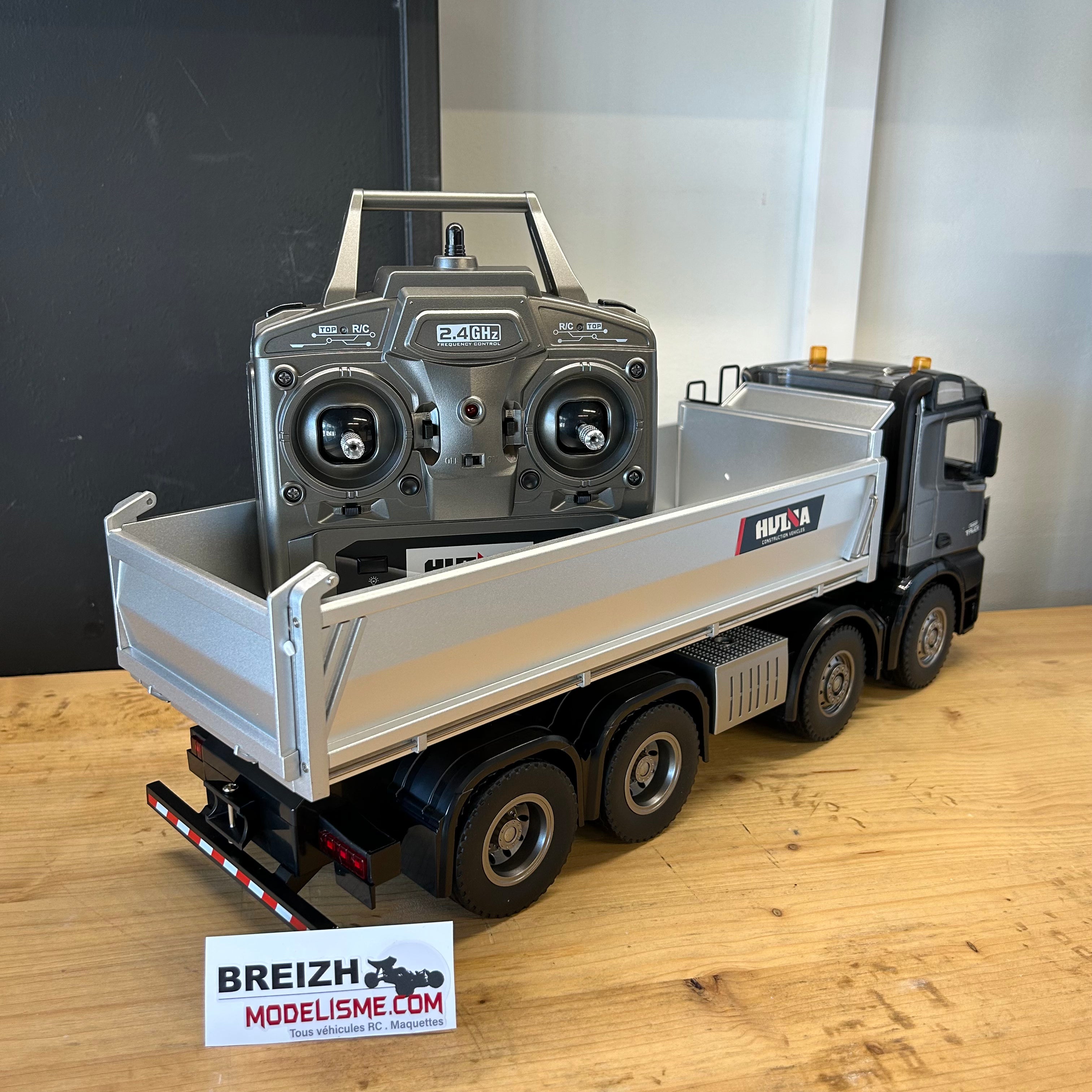 Camion benne télécommandé 1/14 HUINA Pro 13 canaux, 8 roues, avec godet en métal
