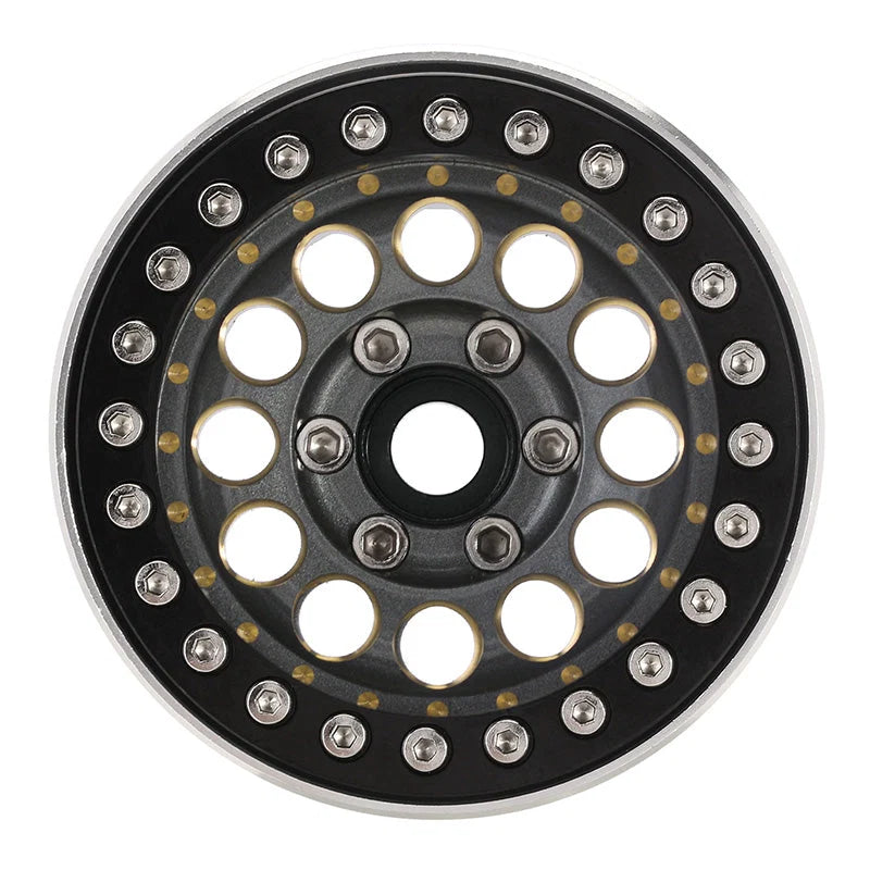 4 jantes INJORA 1,9" gris en laiton avec déport de -10 mm pour crawlers RC 1/10 (W1957)