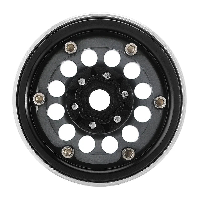 4 jantes INJORA 1,9" gris en laiton avec déport de -10 mm pour crawlers RC 1/10 (W1957)