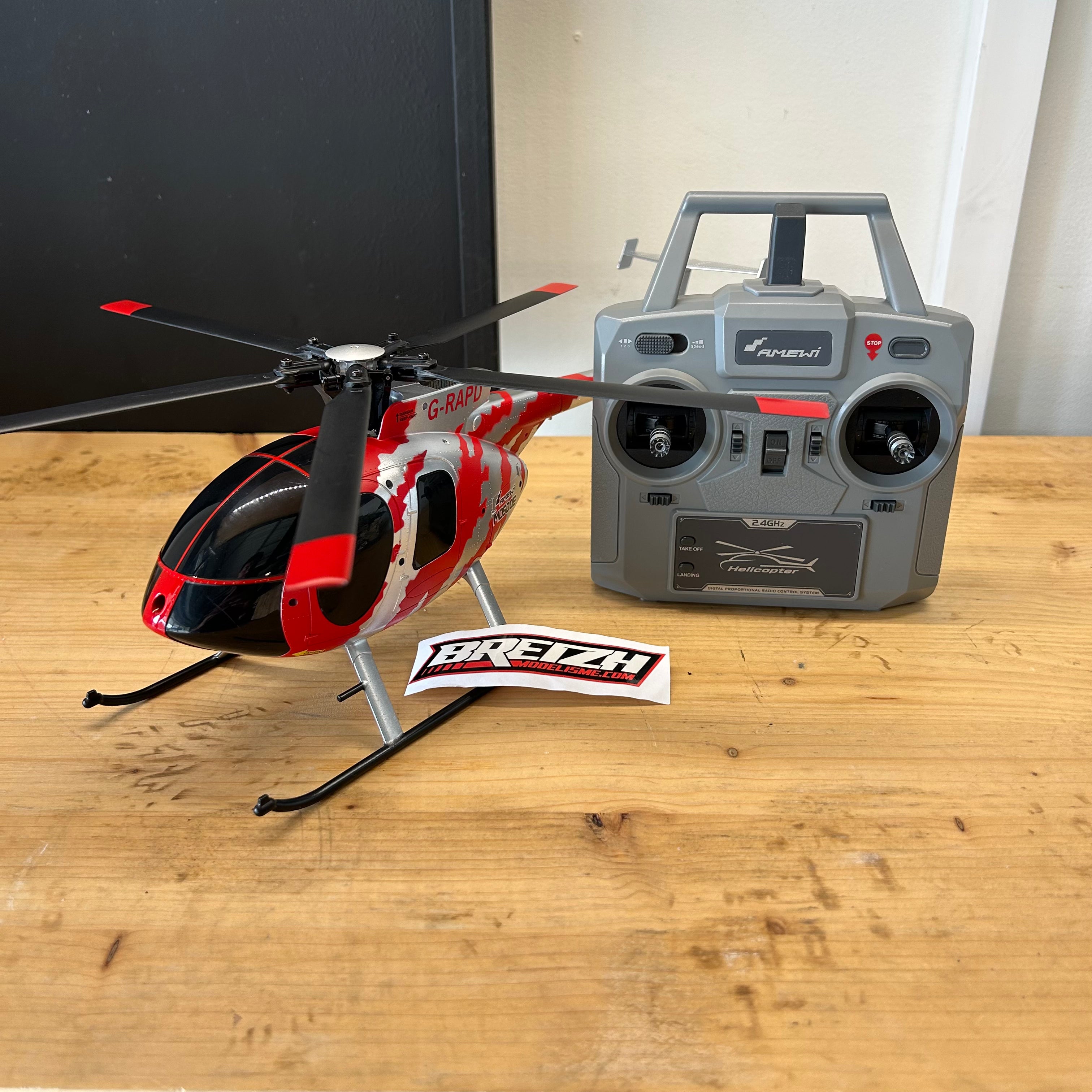 AFX MD500E Brushless 6 Voies Rouge – Hélicoptère RC 325mm Gyro 6 axes