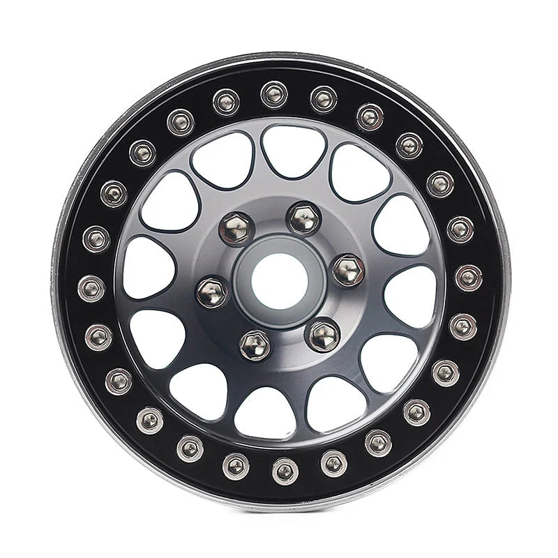 4 jantes Injora 1,9" noir en alliage d'aluminium Beadlock pour crawler RC 1/10 - Breizh Modélisme.