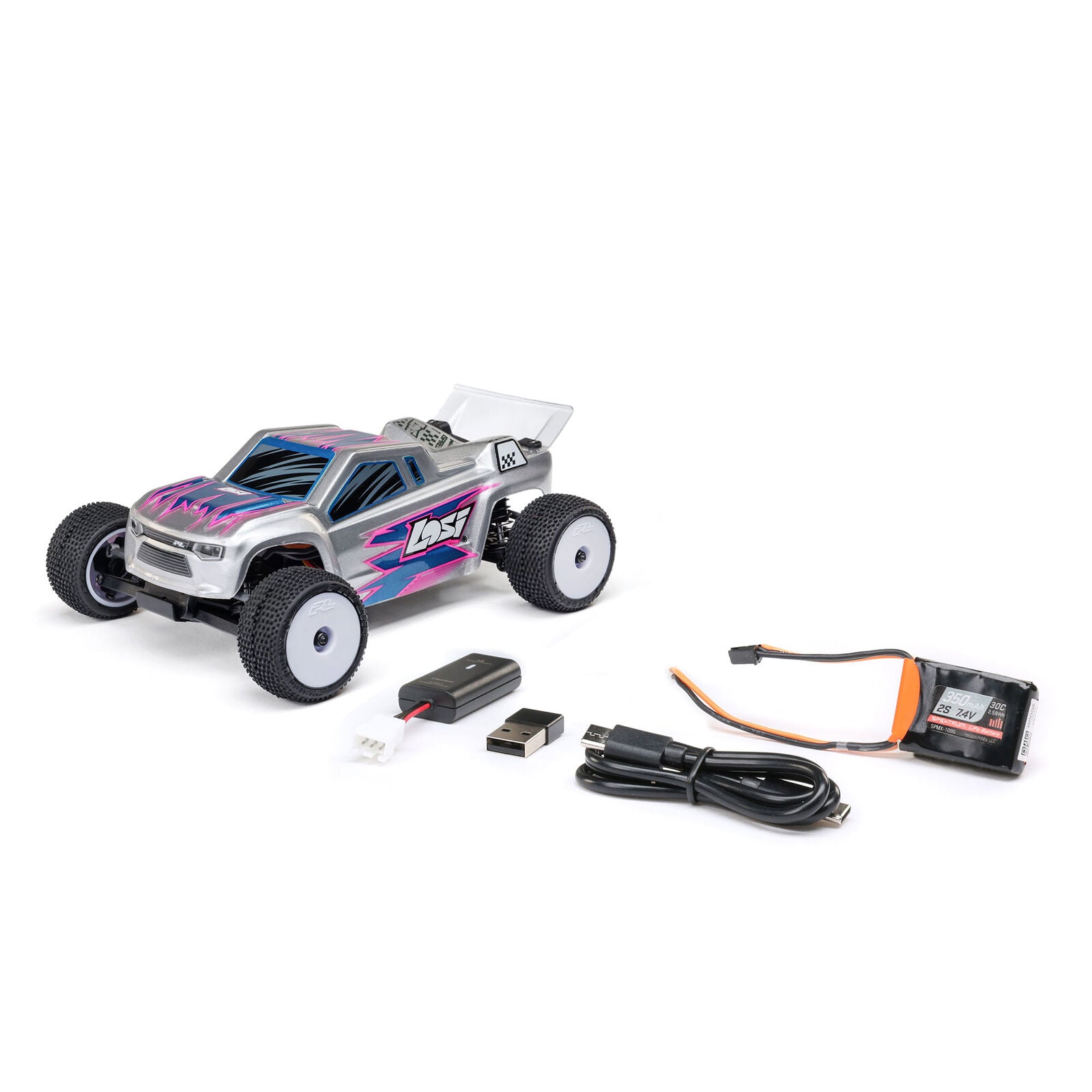 Stadium truck Losi 1/28 Micro-T 2S 2WD RTR gris LOS-1392T2