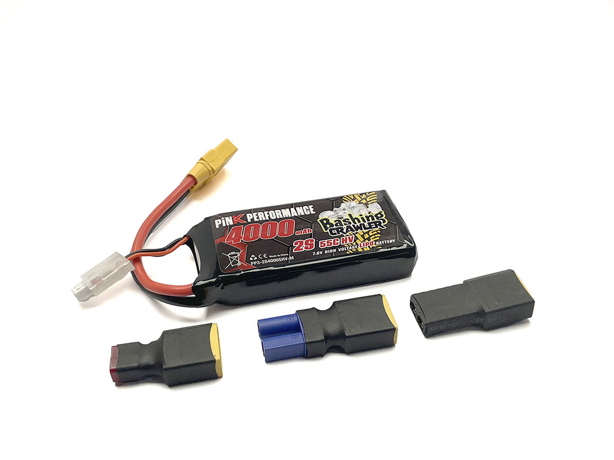 Batterie lipo 2S Bashing crawler 7,4V 4000mAh 55C HV Dean, XT90, EC5, Traxxas - Breizh Modélisme.