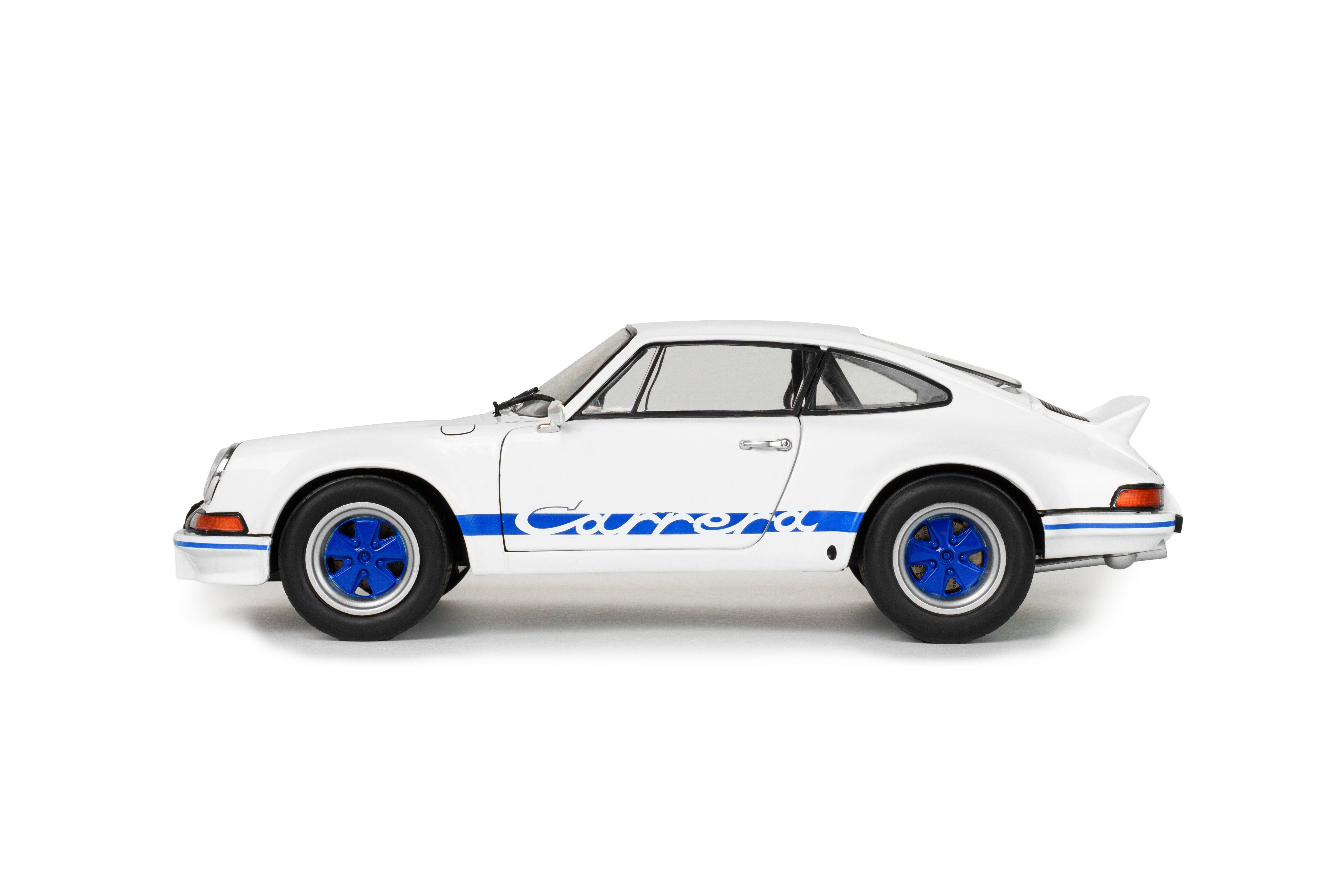 Solido S1801119 Voiture miniature collection 1/18 Porsche 911 RSR – White / Blue Carrera Stripes – 1973