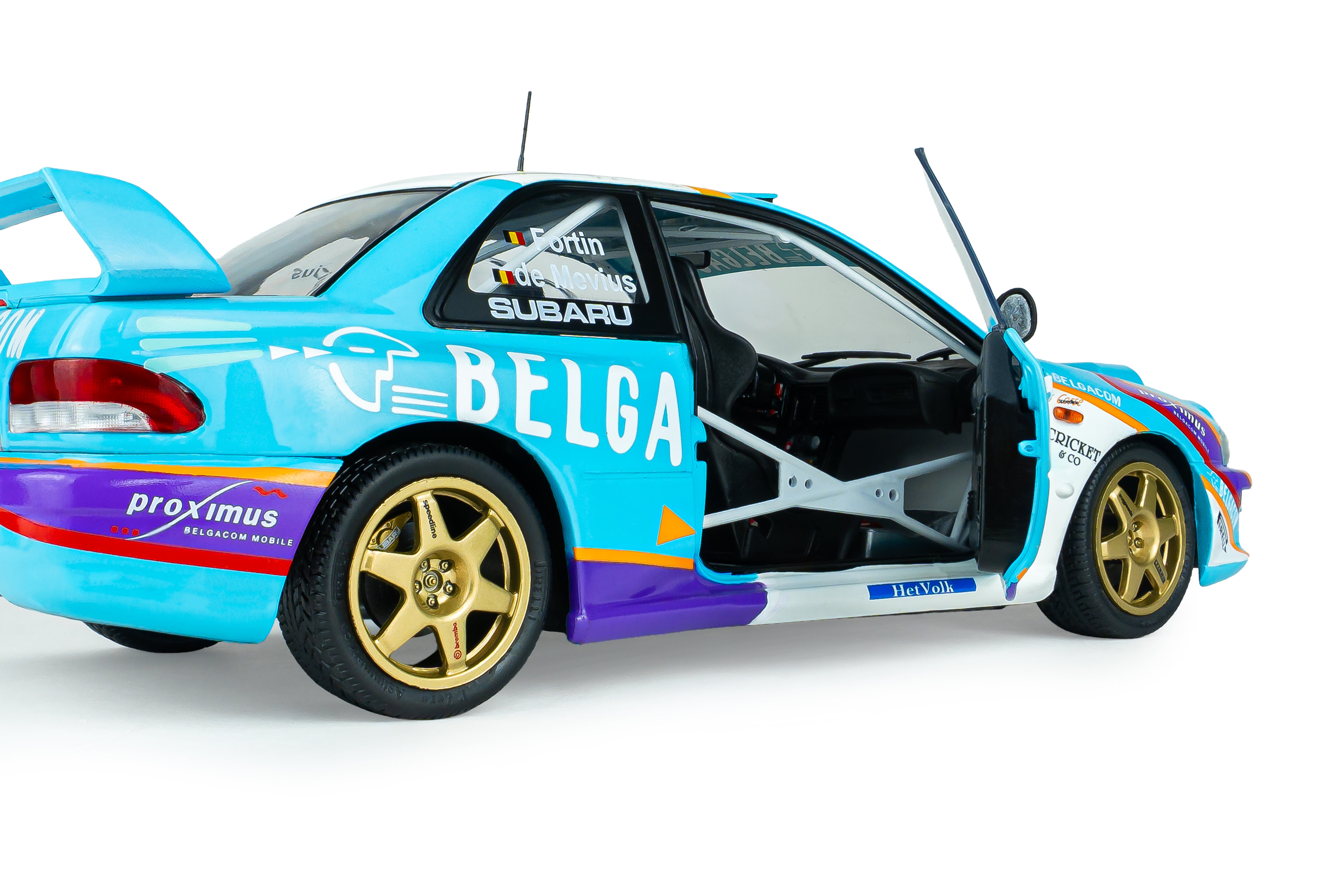 Solido S1807411 Voiture miniature collection 1/18 Subaru Impreza S5 WRC99 Belgique Ypres Westhoek Rally 1998 #2 G.DE Mevius/J-M.Fortin