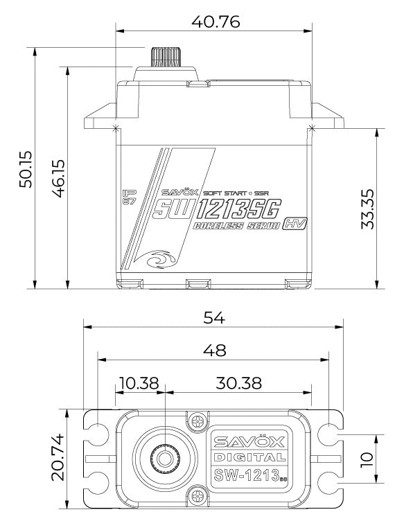 Servo crawler Savox SW-1213SG 38 kg 0,16 s HV Alu Brushless à engrenages en acier WP