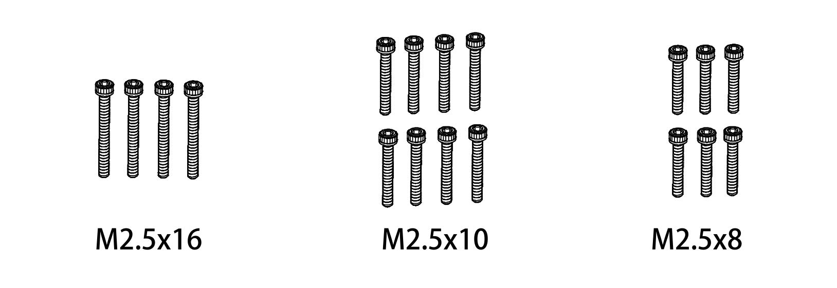 Jeu de vis M2.5*8/M2.5*10/M2.5*16 - 1610167