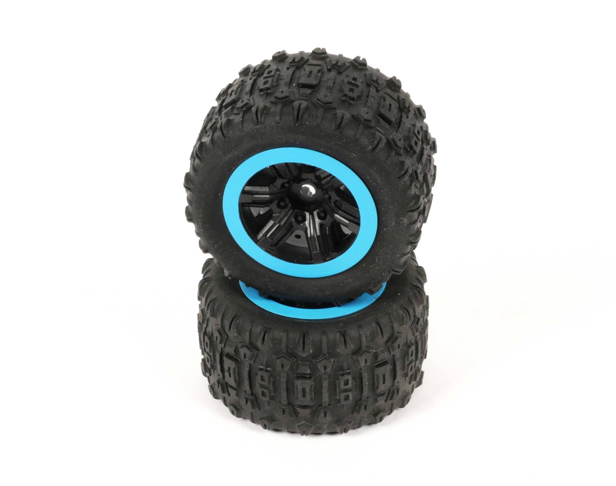 Paire de roues trucks bleu Monster T 1/18 - T4992/11B - Breizh Modélisme.