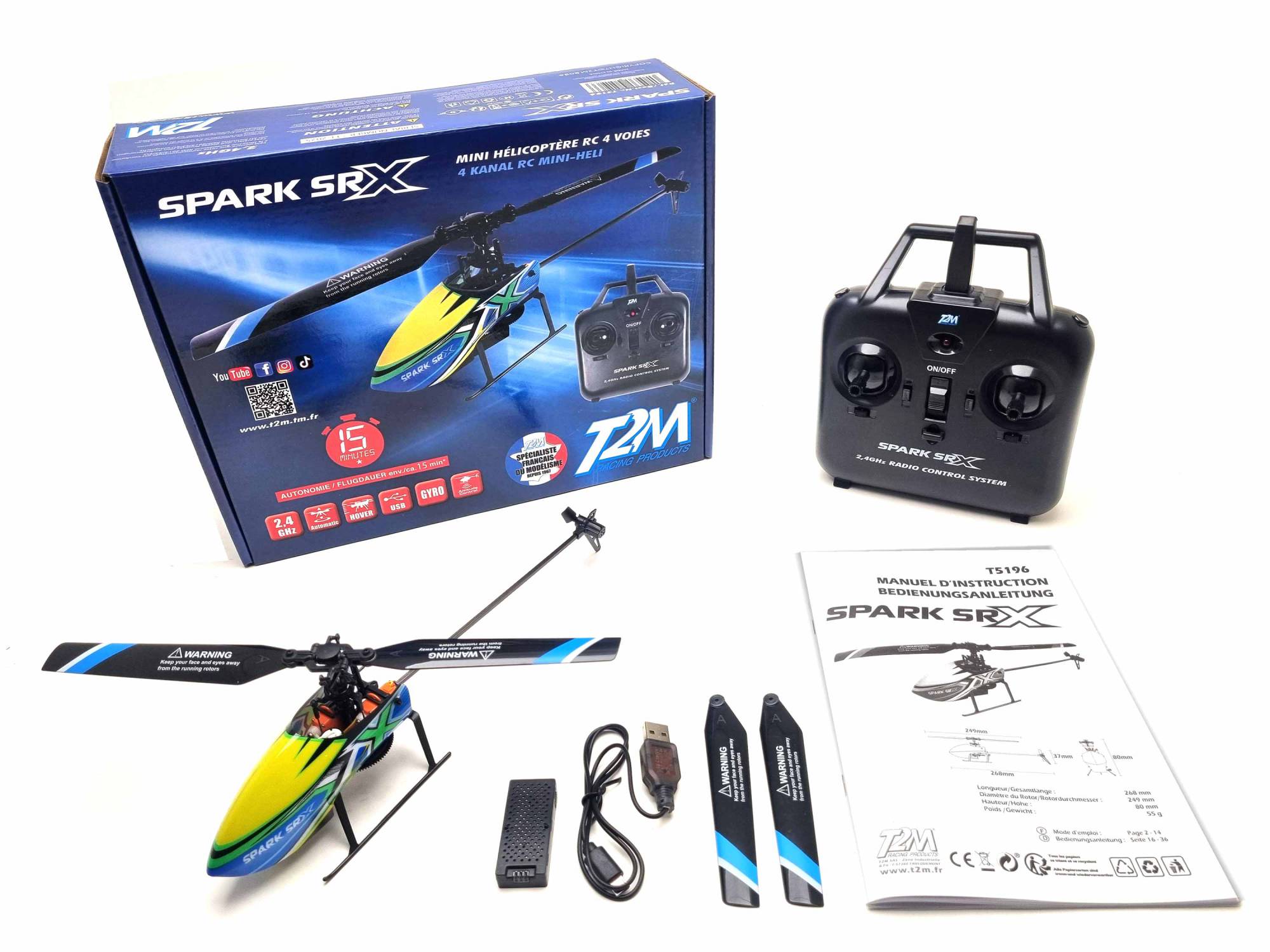 Hélicoptère RC Mono rotor T2M T5196 Spark SRX - Breizh Modélisme.