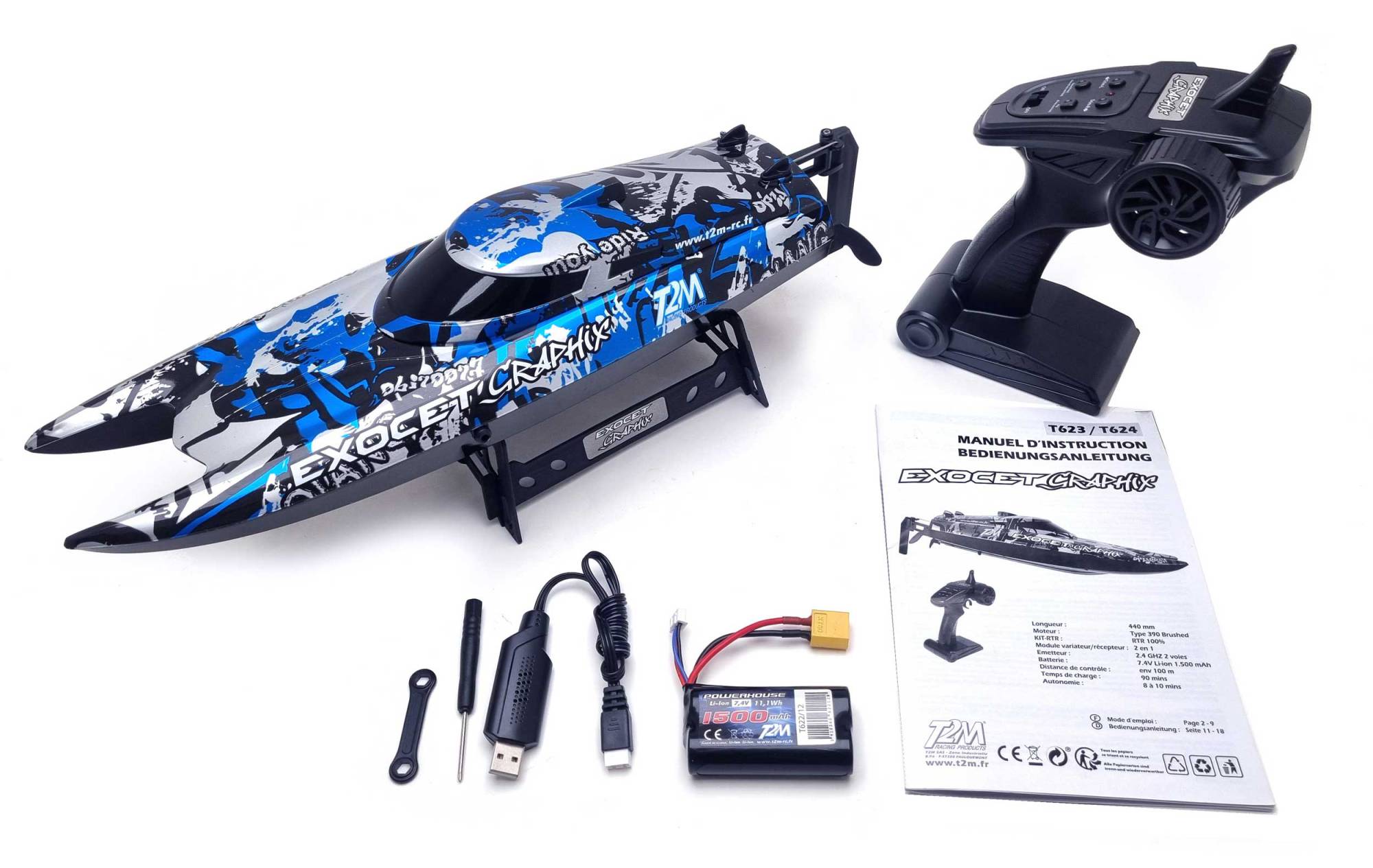Bateau RC T2M graphix RTR 2.4 gHz - T623
