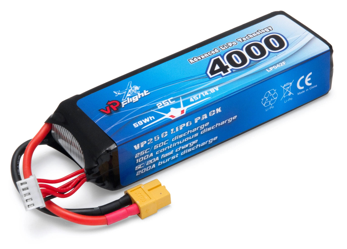 Batterie Lipo 4S 14,8V 3300mAh 25C XT60 - VPLP034FXT - Breizh Modélisme.