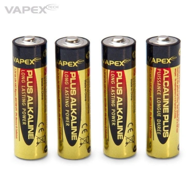 4 Piles Plus Alcaline Vapex AA 1.5V LR6 - VPLUS4AA - Breizh Modélisme.