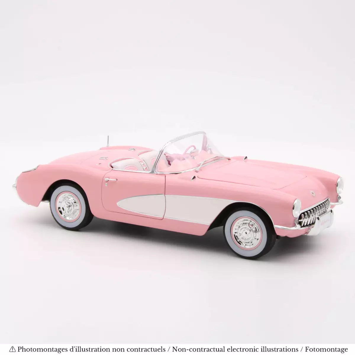 Voiture miniature collection 1/18 Chevrolet Corvette 1956 Rose Norev 189070