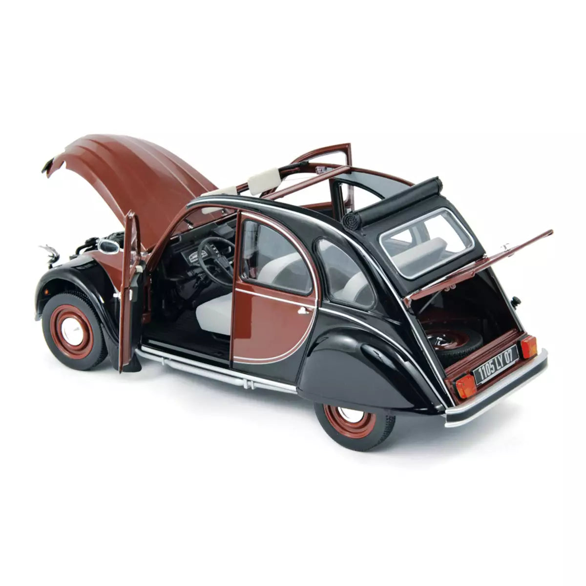 Voiture miniature collection 1/18 Citroën 2CV Charleston 1982 Delage Rouge et Noir Norev 181510