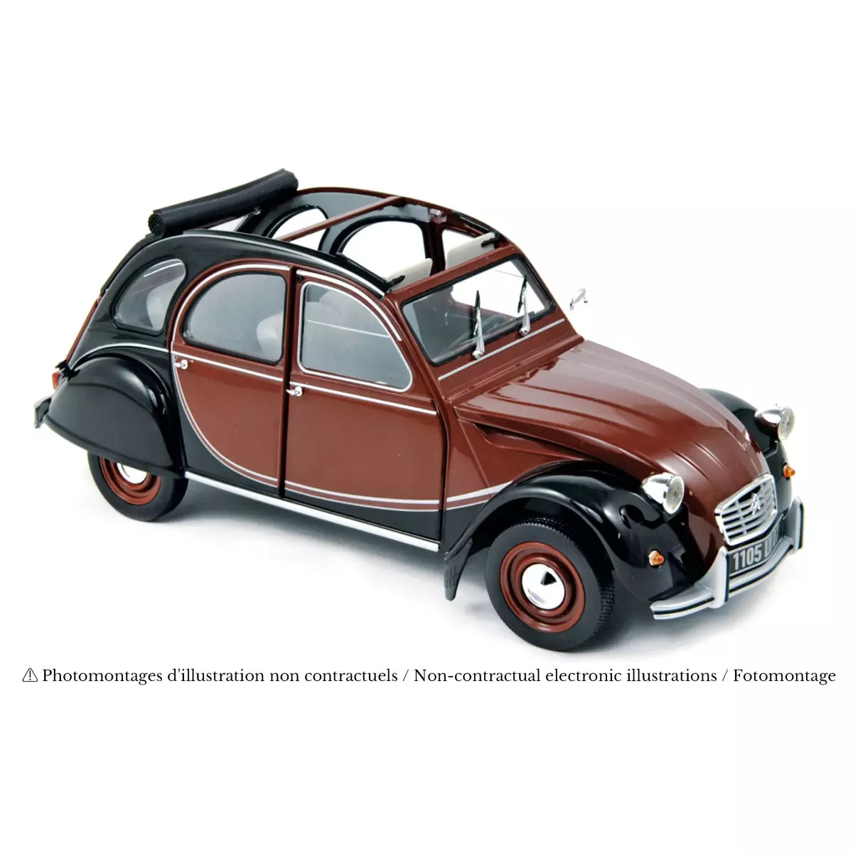 Voiture miniature collection 1/18 Citroën 2CV Charleston 1982 Delage Rouge et Noir Norev 181510