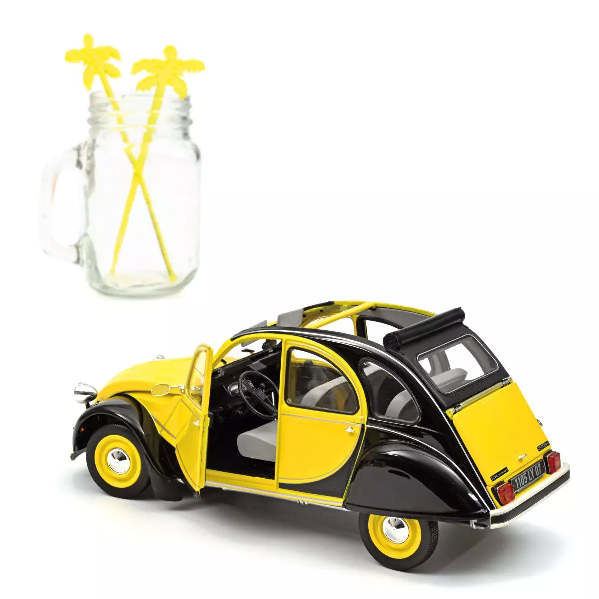 Voiture miniature collection 1/18 Citroën 2CV Charleston 1982 Jaune Helios et noir Norev 181493