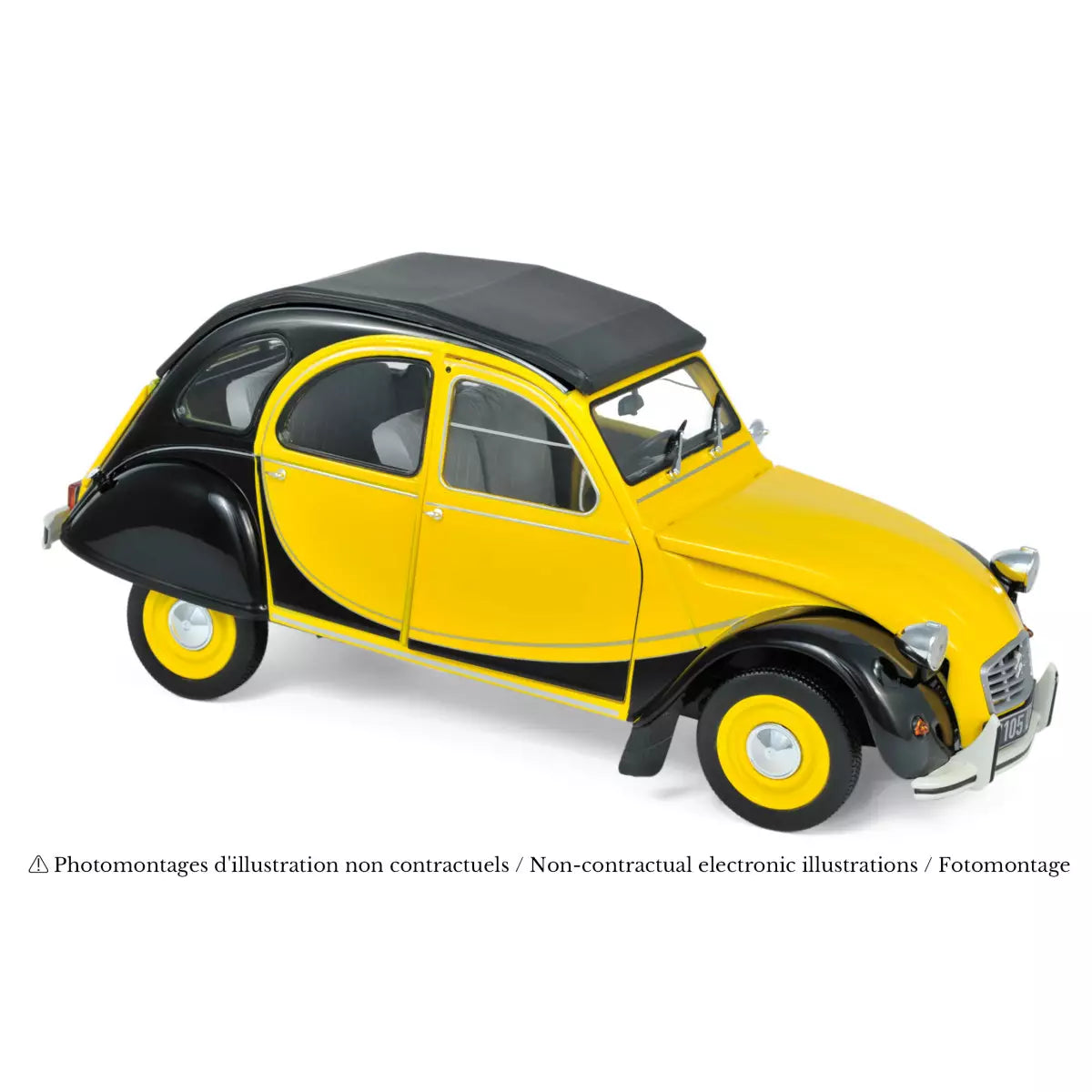 Voiture miniature collection 1/18 Citroën 2CV Charleston 1982 Jaune Helios et noir Norev 181493