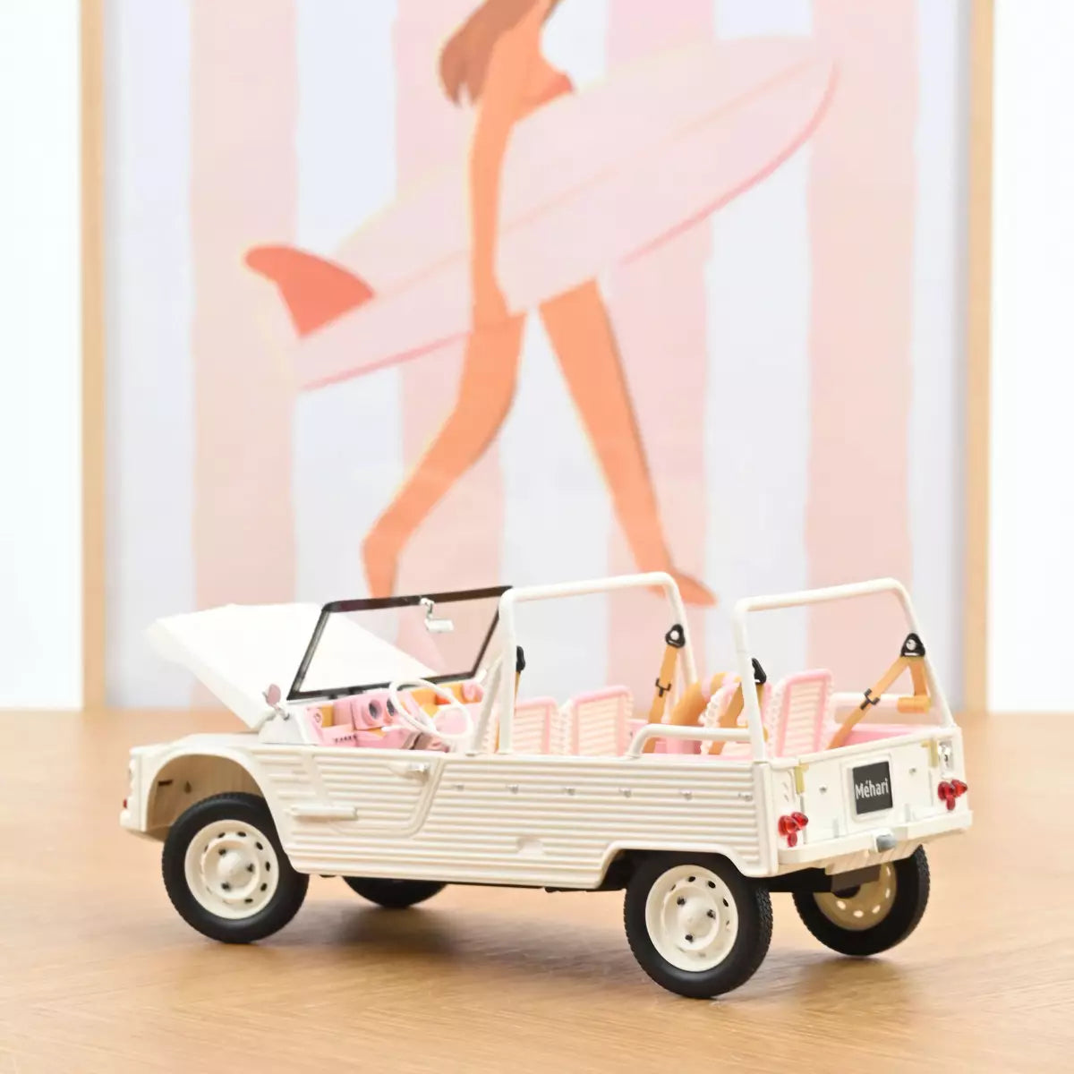 Voiture miniature collection 1/18 Citroën Méhari 2023 Blanc et Rose Norev 181804