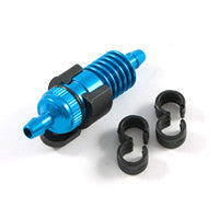 Filtre à carburant bleu Fastrax avec support et clips de tubes de carburant - FAST932B - Breizh Modélisme.
