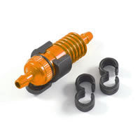 Filtre à carburant orange brûlé Fastrax avec clips de tubes de carburant - FAST932O - Breizh Modélisme.