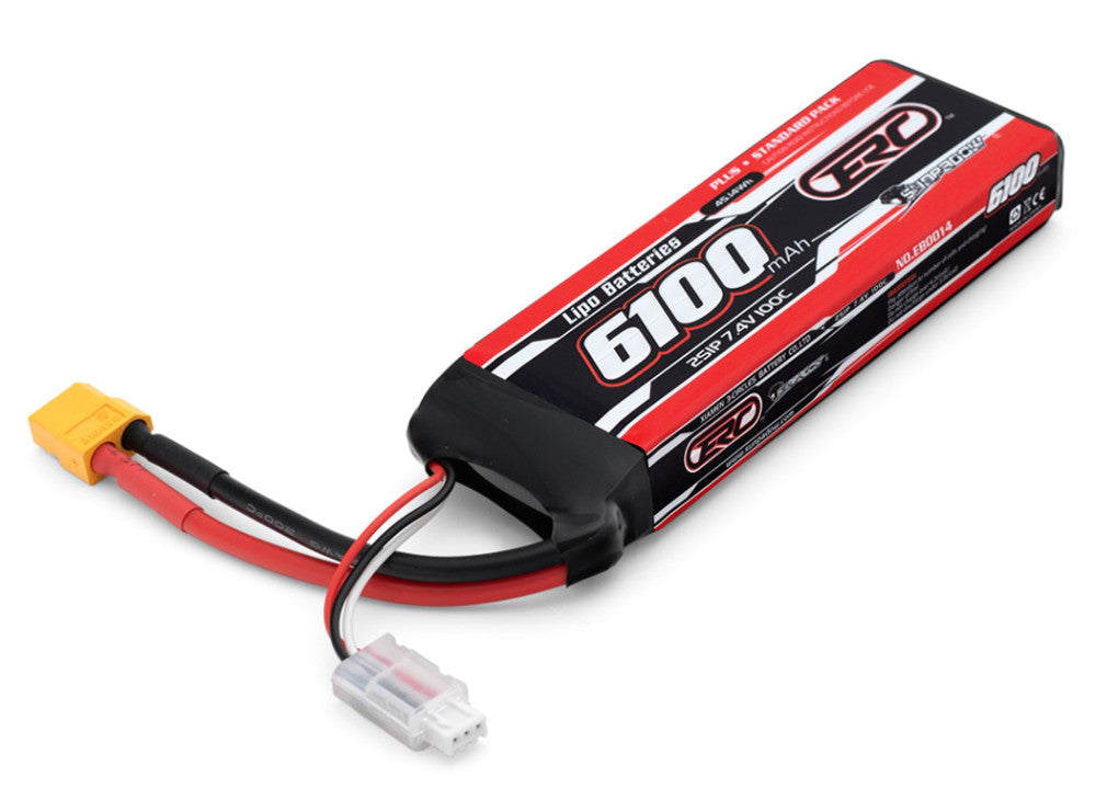 Batterie LiPo 2S 7.4V 6100mAh 100C 2S1P (134x44x21mm) - Breizh Modélisme.