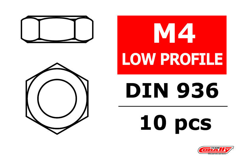 Écrou à profil bas M4 (10 pcs) - C-3104-40