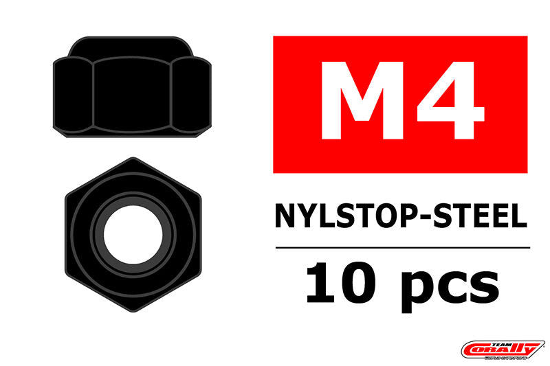 Écrou Nylstop en acier M4 noir (10 pcs) - C-3101-40-6