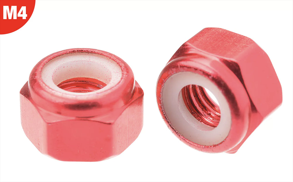 Écrou Nylstop en aluminium M4 rouge Team Corally (10pcs) - C-3106-40-5
