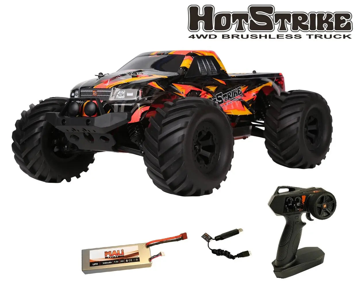 DF Models Monster Truck RC HotStrike 4WD Brushless - 50/60km/h - 3198 - Breizh Modélisme.