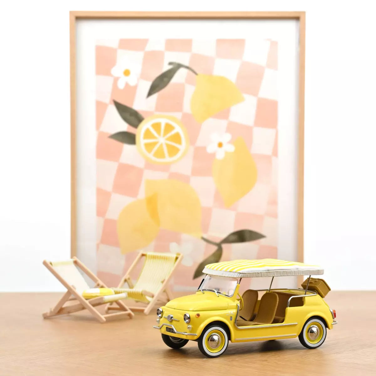 Voiture miniature collection 1/18 Fiat 500 Jolly 1965 Jaune Norev 187790